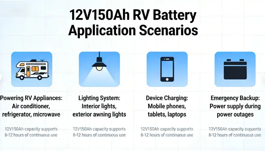High-Capacity 12V 150Ah LiFePO4 for RV, Solar & Marine Use